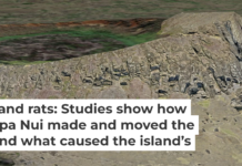Scientists used drones to produce this 3D model of Rano Raraku, the volcanic crater where 95% of Rapa Nui’s giant statues were carved. Lipo et al., 2025, PLOS One, CC BY
